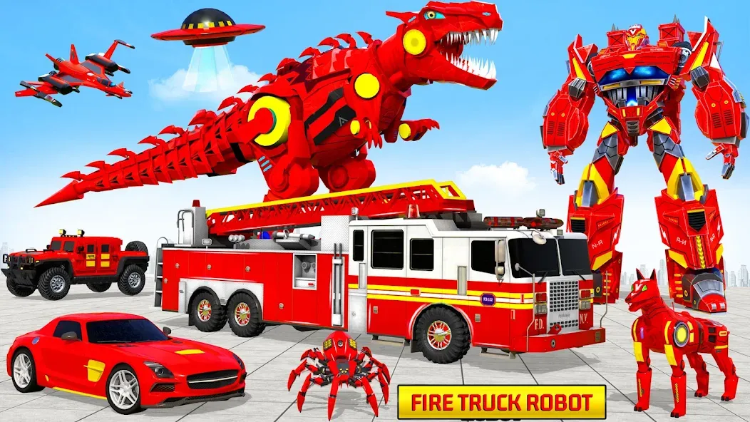 Скачать Fire Truck Robot Car Game [MOD: безлимитные деньги и все машины открыты] на телефон — скриншот 2