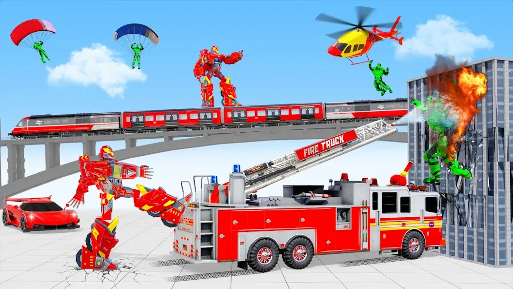Скачать Fire Truck Robot Car Game [MOD: безлимитные деньги и все машины открыты] на телефон — скриншот 3