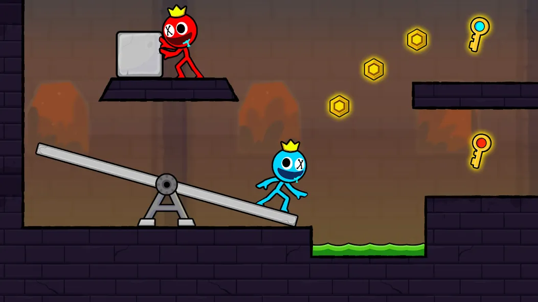 Red and Blue Stickman 2024 [MOD: открыты все уровни и скины] последняя версия — скриншот 2
