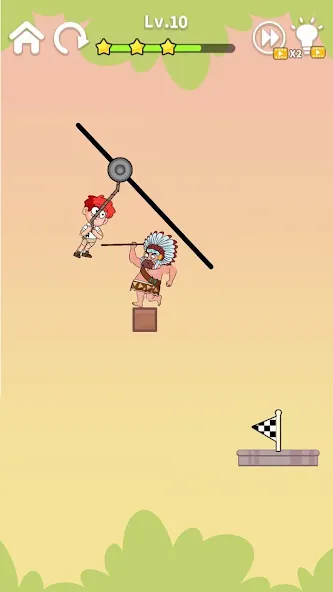 Zipline Rescue: Physics Game [MOD: безлимитные деньги и все уровни] на Андроид — скриншот 1