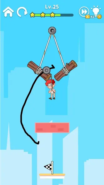 Zipline Rescue: Physics Game [MOD: безлимитные деньги и все уровни] на Андроид — скриншот 5