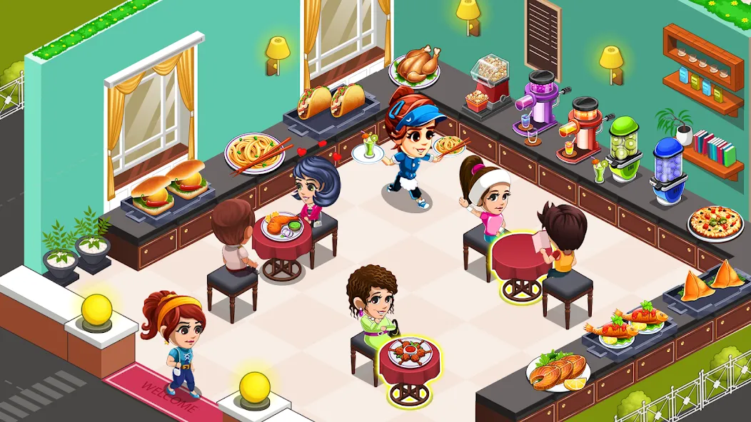 Взломанная Cooking Restaurant Kitchen [MOD: безлимитные деньги и все блюда открыты] на Андроид — скриншот 1