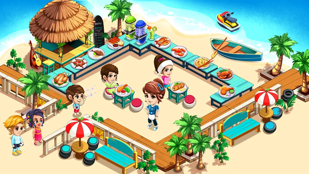 Взломанная Cooking Restaurant Kitchen [MOD: безлимитные деньги и все блюда открыты] на Андроид — скриншот 3