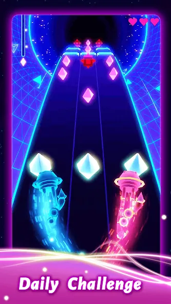 Взломанная Rolling Twins: Music Ball Rush [MOD: безлимитные деньги и алмазы] на Андроид — скриншот 2
