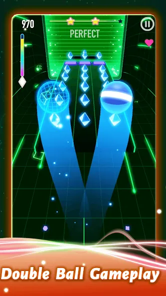 Взломанная Rolling Twins: Music Ball Rush [MOD: безлимитные деньги и алмазы] на Андроид — скриншот 3
