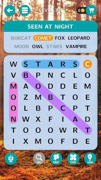 Скачать World of Word Search [MOD: безлимитные подсказки и монеты] на телефон — скриншот 2