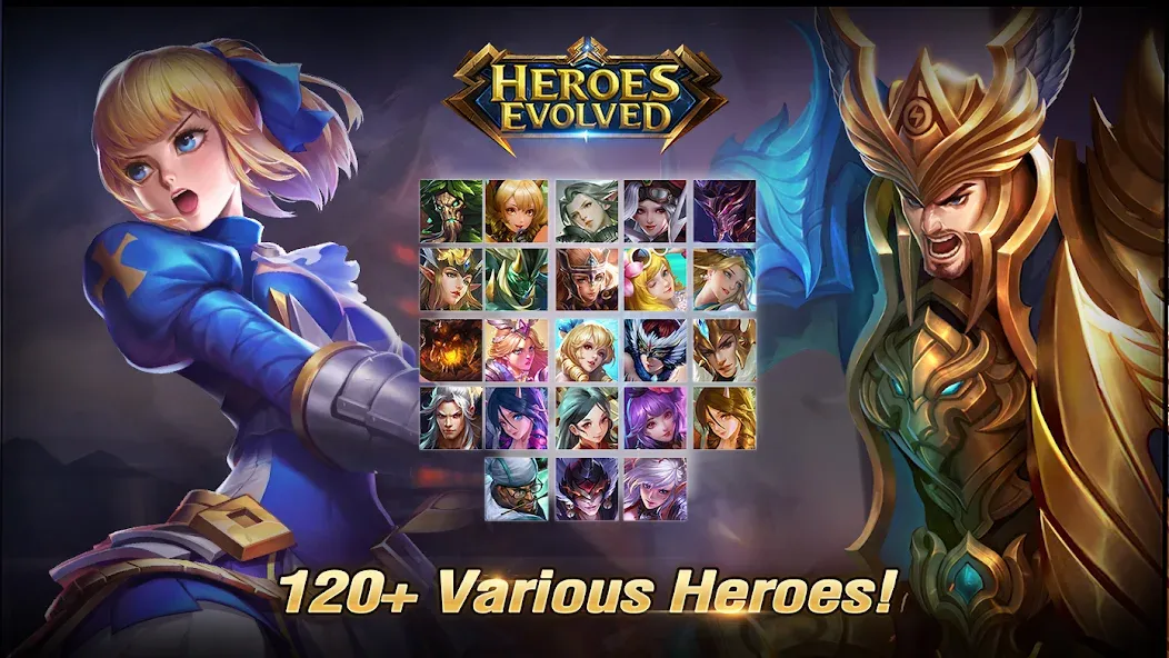 Heroes Evolved [MOD: бесконечные ресурсы и усиленные герои] — Скачать бесплатно (APK) — скриншот 4