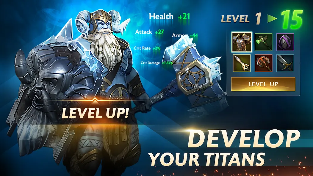 Towers and Titans [MOD: безлимитные ресурсы и усиленные герои] — Скачать бесплатно (APK) — скриншот 1