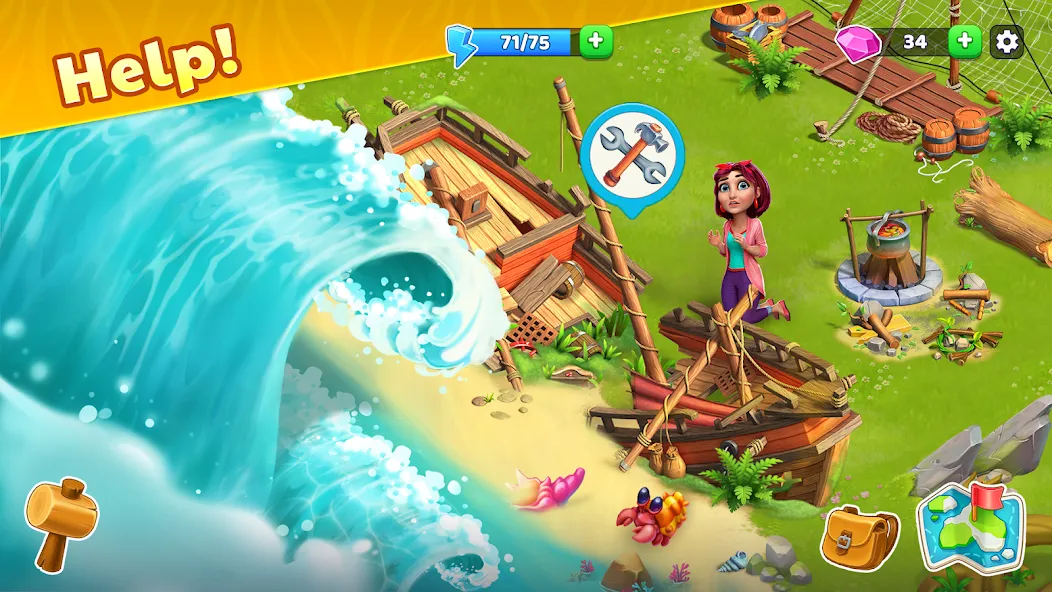 Скачать Bermuda Adventures Farm Island [MOD: безлимитные деньги и ресурсы] — скриншот 2