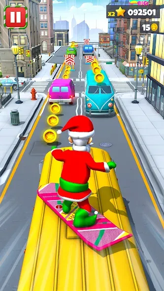 Xmas Santa Surfer Running Game [MOD: безлимитные монеты и подарки] — Скачать бесплатно (APK) — скриншот 1