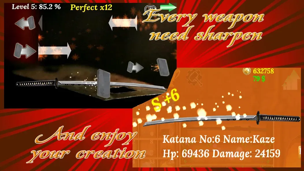 Katana Collection : blacksmith [MOD: безлимитные деньги и материалы] — Скачать бесплатно (APK) — скриншот 4