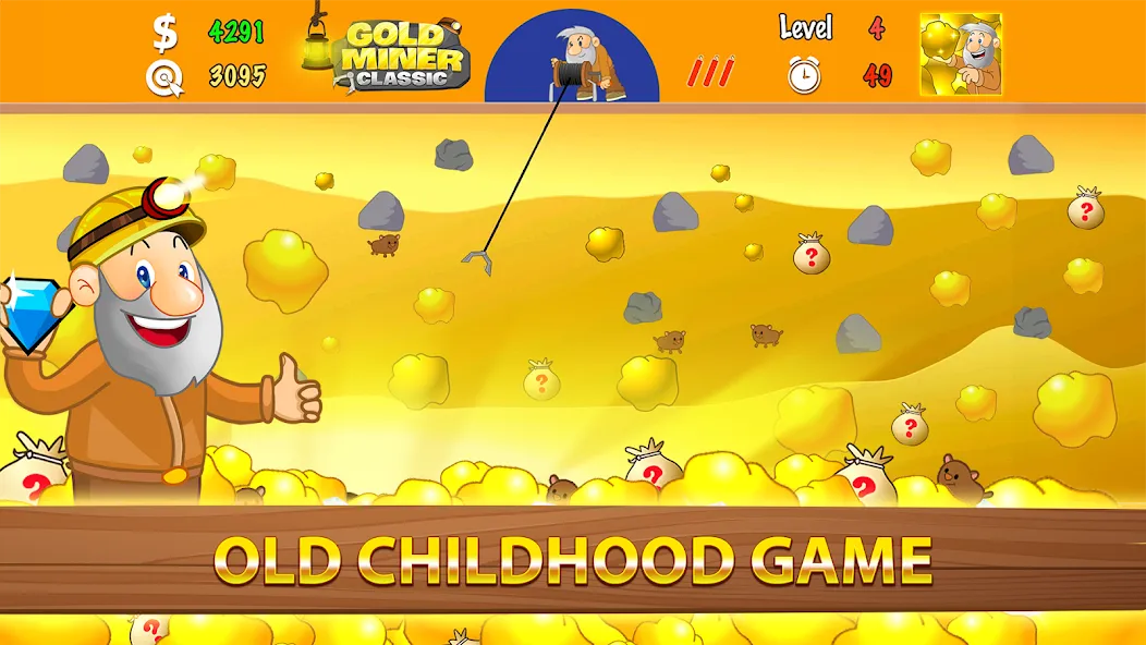 Gold Miner Classic: Gold Rush [MOD: много золота и безлимитные бонусы] последняя версия — скриншот 1