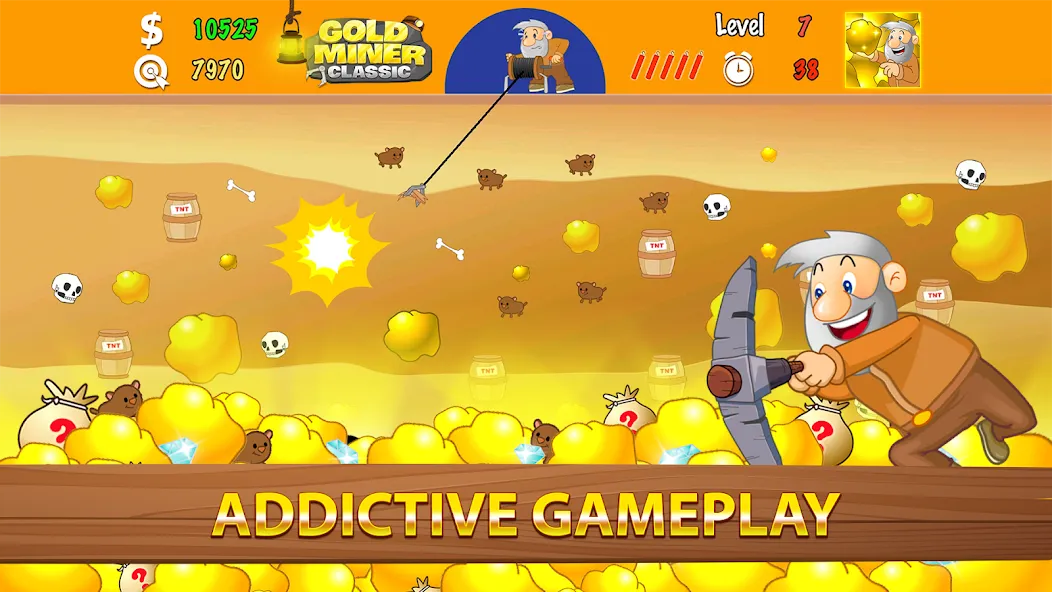 Gold Miner Classic: Gold Rush [MOD: много золота и безлимитные бонусы] последняя версия — скриншот 2