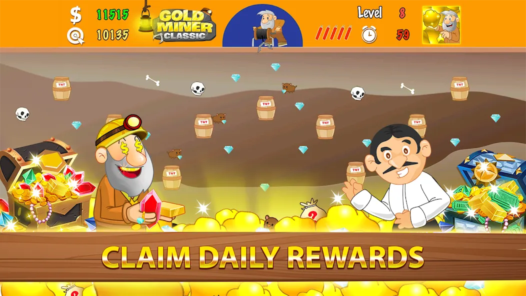 Gold Miner Classic: Gold Rush [MOD: много золота и безлимитные бонусы] последняя версия — скриншот 5