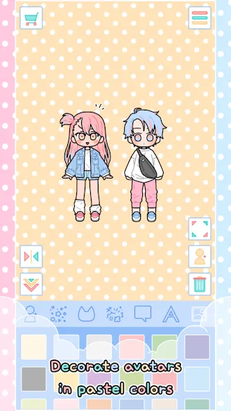 Взломанная Pastel Friends : Dress Up Game [MOD: разблокированы все наряды и аксессуары] на Андроид — скриншот 2