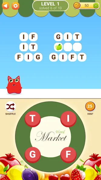 Скачать взлом Word Market [MOD: безлимитные подсказки и монеты] — скриншот 1
