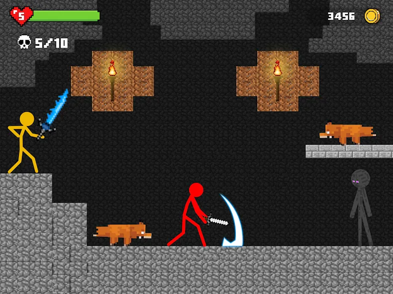 Stick-man Battle - Craft World [MOD: безлимитные ресурсы и усиленное оружие] последняя версия — скриншот 1