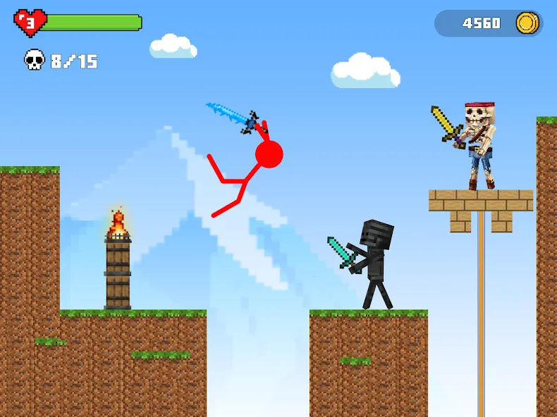 Stick-man Battle - Craft World [MOD: безлимитные ресурсы и усиленное оружие] последняя версия — скриншот 2
