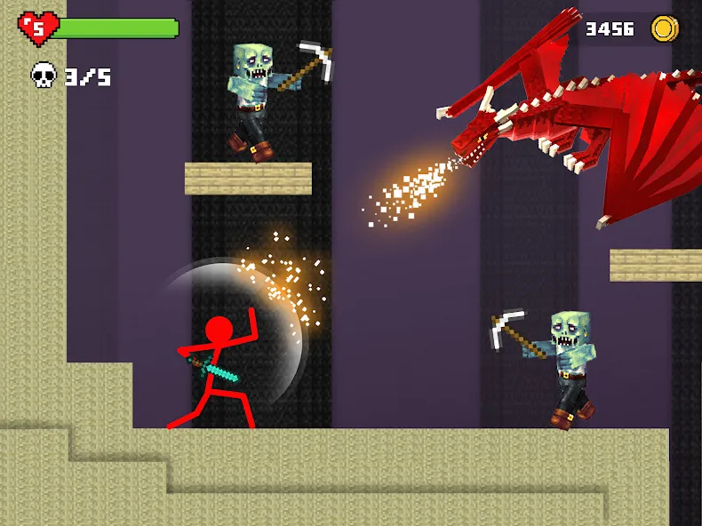 Stick-man Battle - Craft World [MOD: безлимитные ресурсы и усиленное оружие] последняя версия — скриншот 4