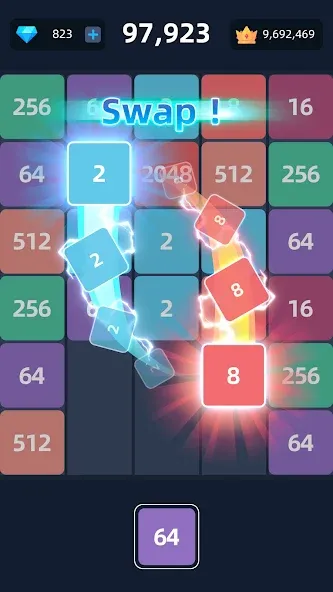 Скачать взлом 2048™ Merge Block Puzzle [MOD: без рекламы и отмена ходов] — скриншот 2