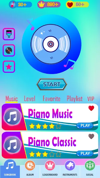 Взломанная RaptorGamer Piano Tiles [MOD: все песни и бесконечные жизни] на Андроид — скриншот 1