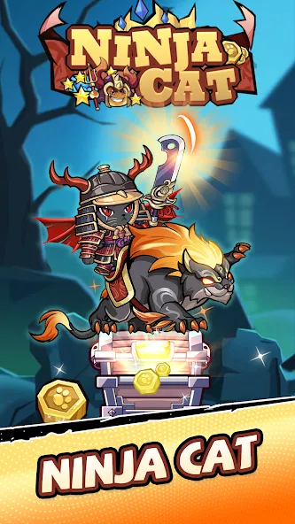 Ninja Cat - Idle Arena [MOD: безлимитные деньги и энергия] на Андроид — скриншот 1