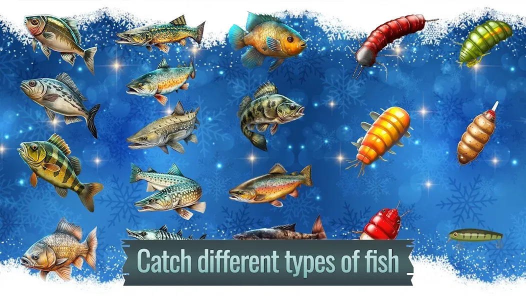 Скачать Ice fishing game. Catch bass. [MOD: больше улова и быстрый прогресс] на телефон — скриншот 3