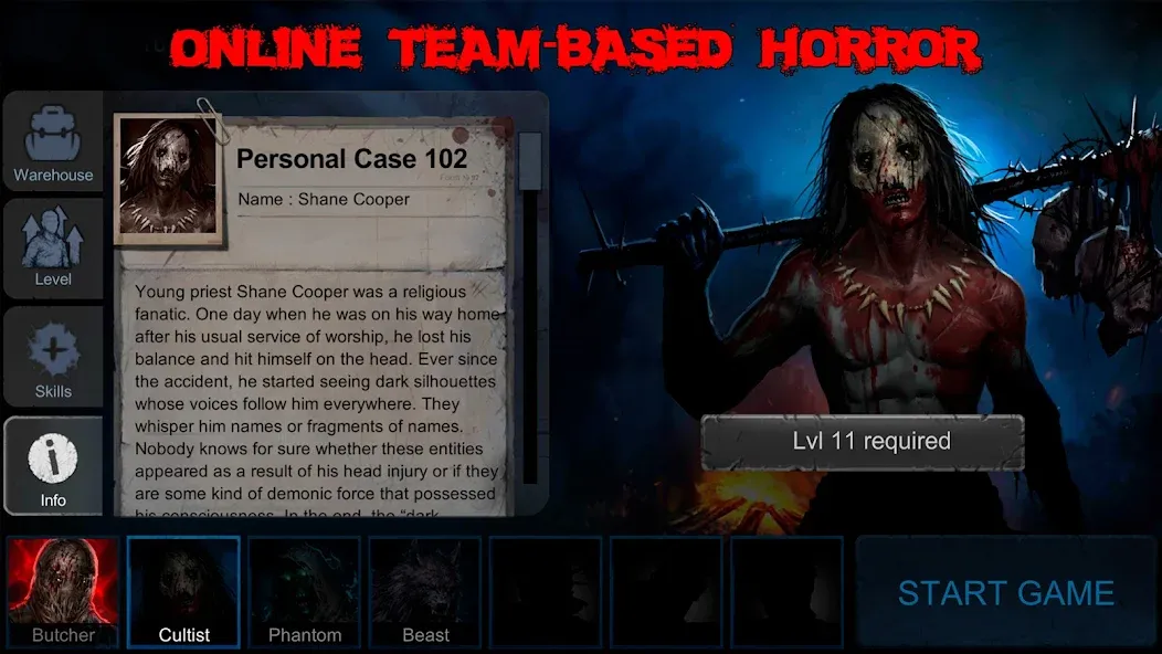 Horrorfield Multiplayer horror [MOD: безлимитные жизни и открыты персонажи] (Бесплатно / APK) — скриншот 1