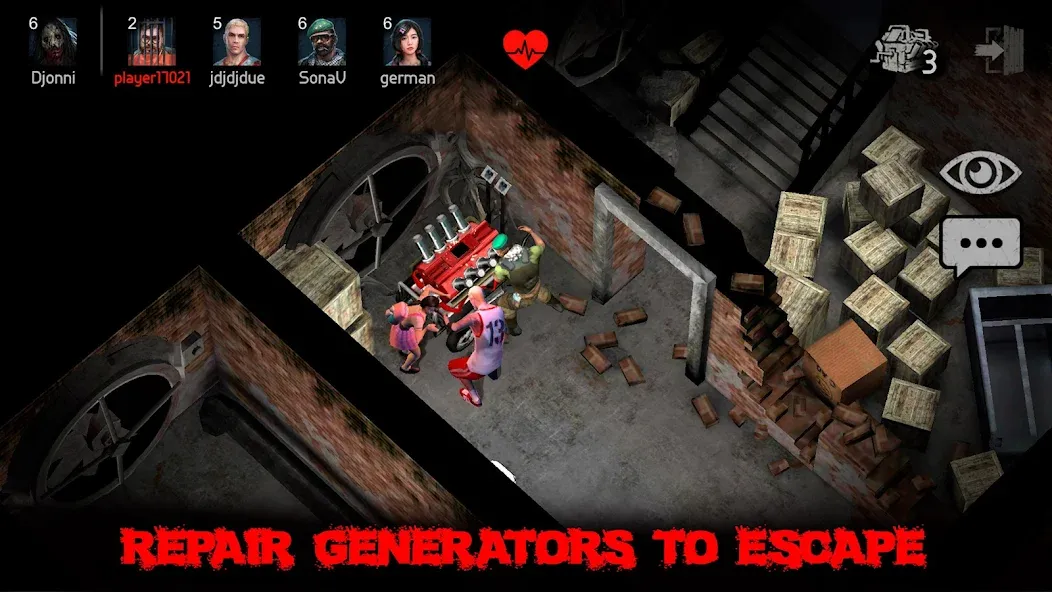 Horrorfield Multiplayer horror [MOD: безлимитные жизни и открыты персонажи] (Бесплатно / APK) — скриншот 3
