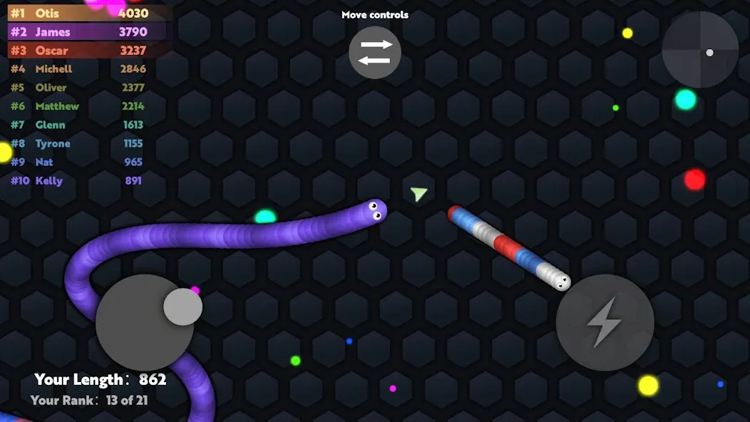 Скачать Slide.io - Hungry Snake Game [MOD: без рекламы и много монет] на телефон — скриншот 2