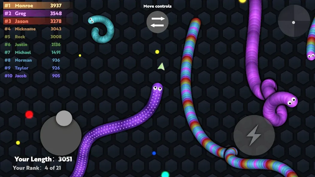 Скачать Slide.io - Hungry Snake Game [MOD: без рекламы и много монет] на телефон — скриншот 3