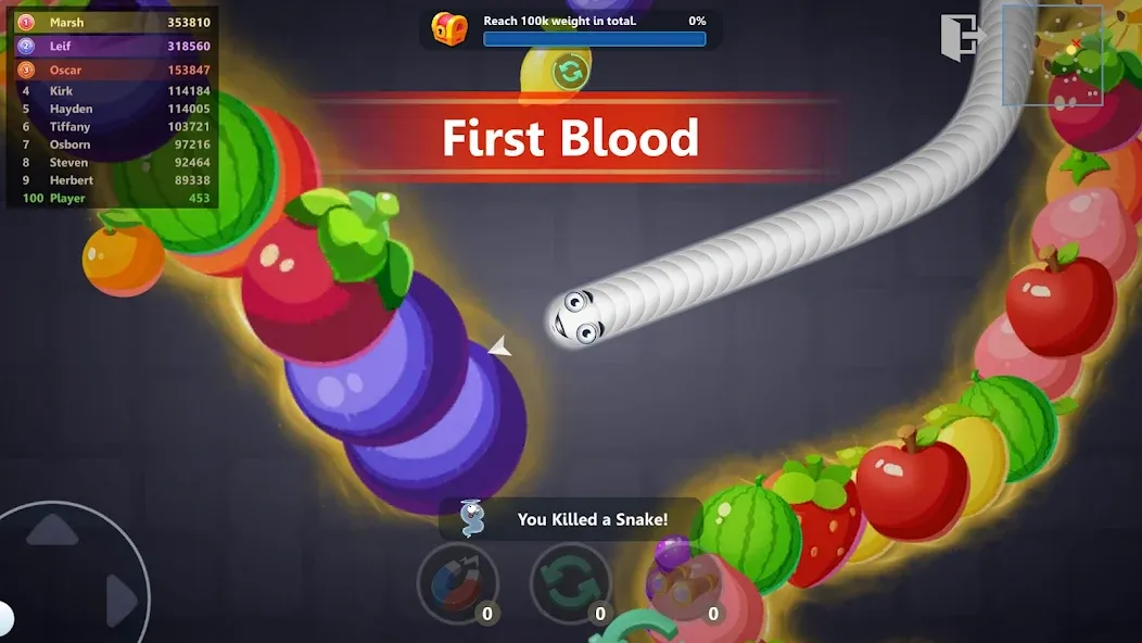 Snake War™ Hungry Worm.io Game [MOD: без рекламы и много еды] (Бесплатно / APK) — скриншот 2