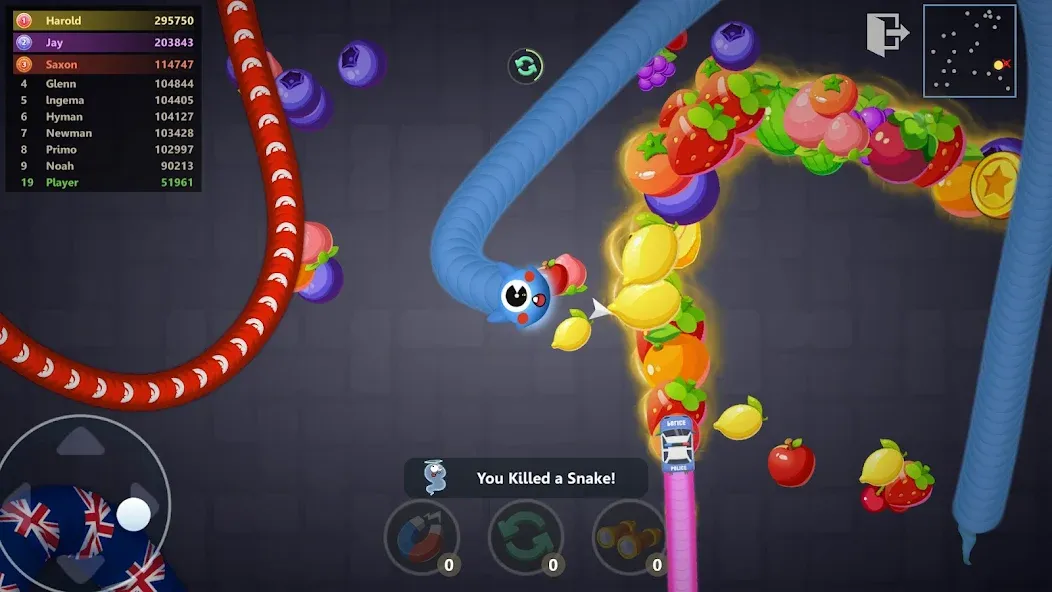 Snake War™ Hungry Worm.io Game [MOD: без рекламы и много еды] (Бесплатно / APK) — скриншот 3