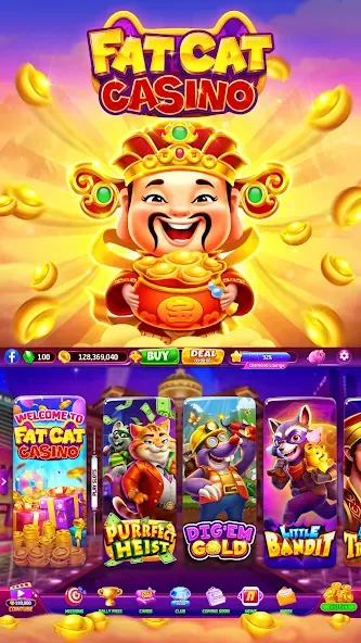 Скачать взлом Fat Cat Casino - Slots Game [MOD: безлимитные монеты и бонусы] — скриншот 2
