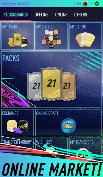 Скачать взлом Pack Opener for FUT 21 [MOD: безлимитные монеты и редкие паки] — скриншот 2