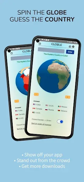 Globle - Country Guess Game [MOD: безлимитные подсказки и все страны открыты] (Бесплатно / APK) — скриншот 1