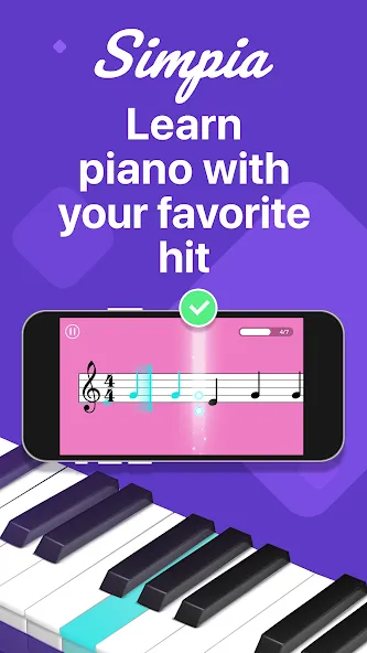 Скачать взлом Simpia: Learn Piano Fast [MOD: быстрое обучение игре на пианино] — скриншот 1