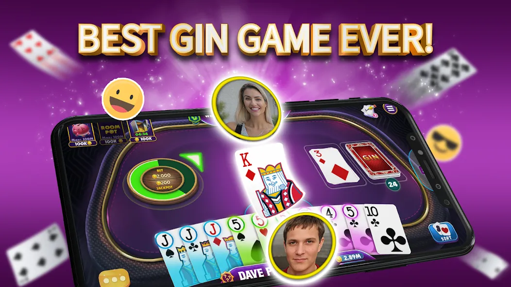 Скачать Gin Rummy Elite: Online Game [MOD: безлимитные фишки и быстрая игра] на телефон — скриншот 1