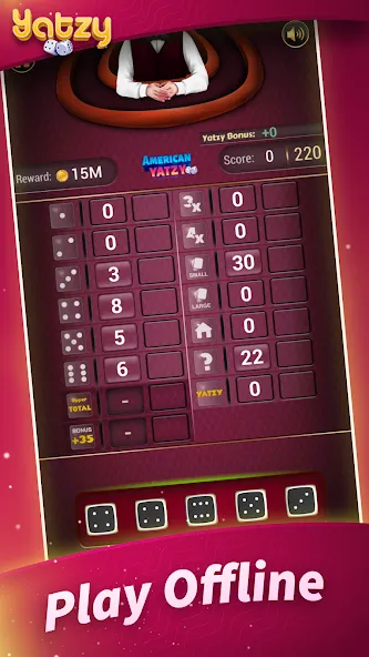 Скачать взлом Yatzy - Offline Dice Games [MOD: без рекламы и бесконечные броски] — скриншот 1