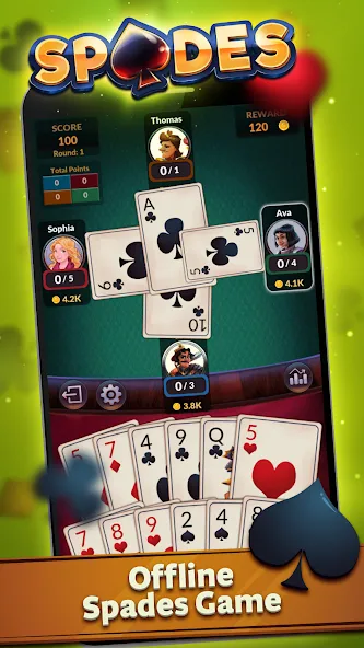 Spades - Offline Card Games [MOD: без рекламы и все режимы открыты] последняя версия — скриншот 1
