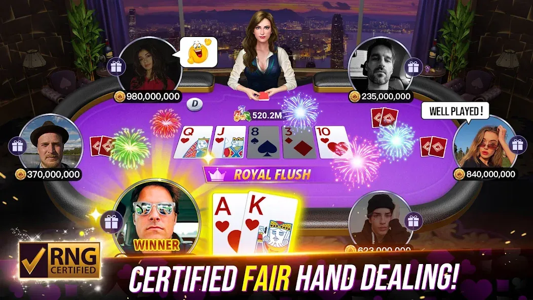 Взломанная Poker Fever - Win your Fame [MOD: бесконечные фишки и удача] на Андроид — скриншот 1