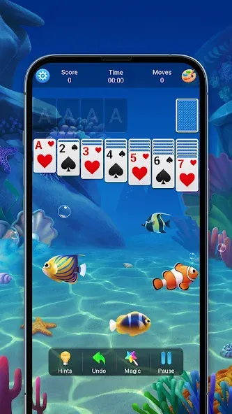 Взломанная Solitaire, Klondike Card Games [MOD: безлимитные подсказки и отмены хода] на Андроид — скриншот 1