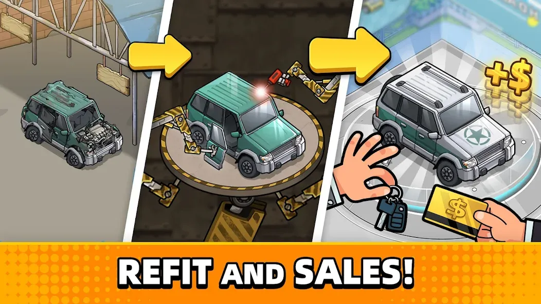 Взломанная Used Car Tycoon Game [MOD: безлимитные деньги и премиум-автомобили] на Андроид — скриншот 1