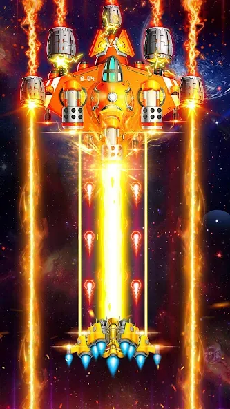 Скачать взлом Space Shooter: Galaxy Attack [MOD: безлимитные деньги и мощное оружие] — скриншот 1