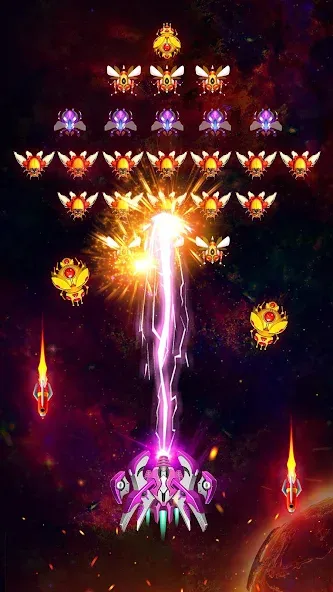 Скачать взлом Space Shooter: Galaxy Attack [MOD: безлимитные деньги и мощное оружие] — скриншот 3