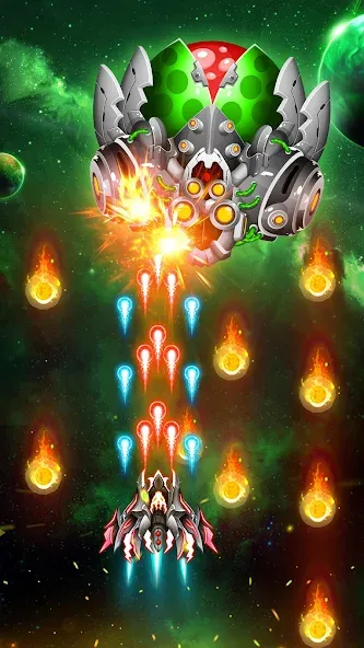 Скачать взлом Space Shooter: Galaxy Attack [MOD: безлимитные деньги и мощное оружие] — скриншот 4