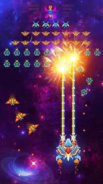 Скачать взлом Space Shooter: Galaxy Attack [MOD: безлимитные деньги и мощное оружие] — скриншот 5