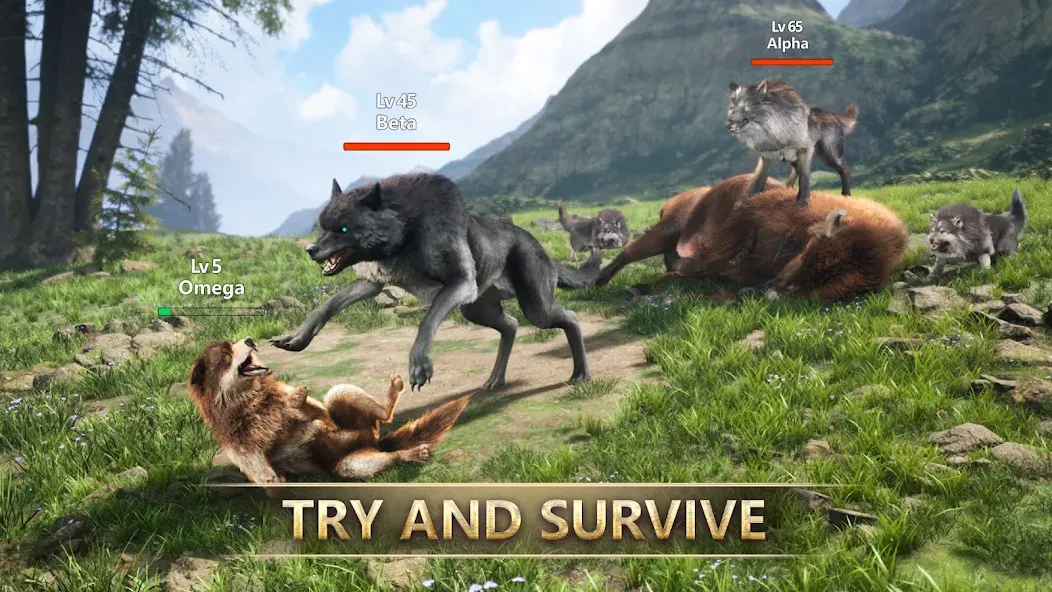Скачать взлом Wolf Game: Wild Animal Wars [MOD: безлимитные ресурсы и мощные волки] — скриншот 1