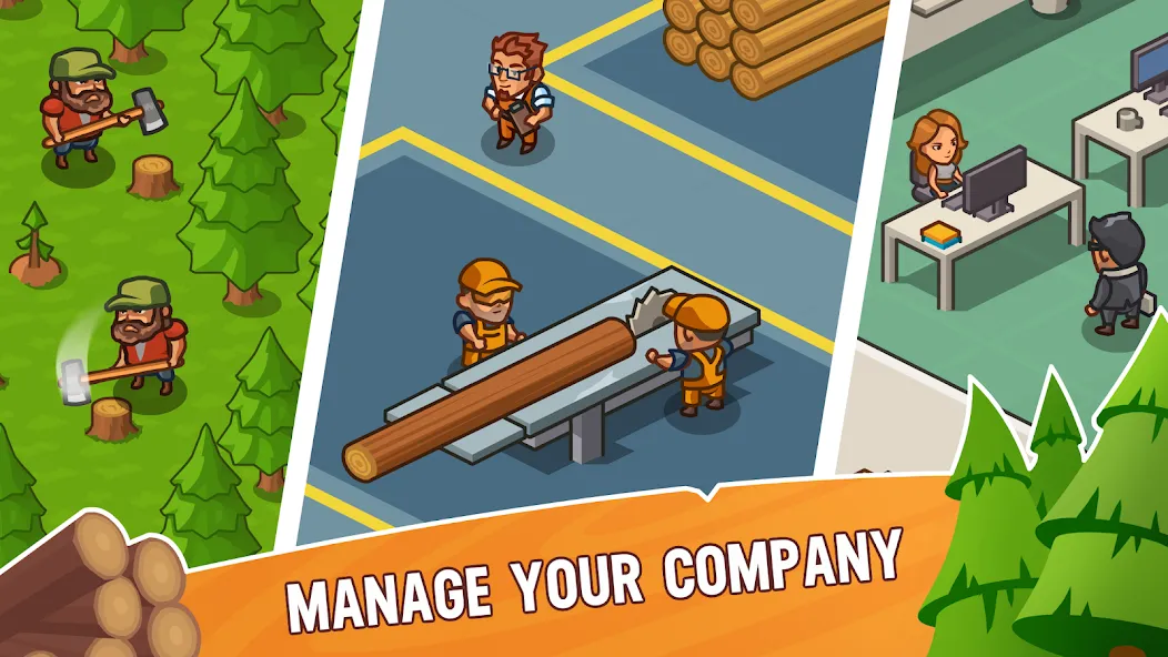 Скачать Lumber Inc Tycoon [MOD: безлимитные деньги и ресурсы] — скриншот 2