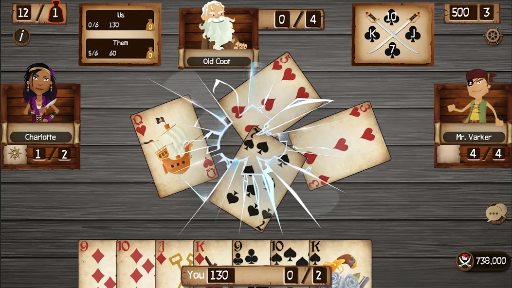 Spades Cutthroat Pirates [MOD: безлимитные монеты и пиратские бонусы] (Бесплатно / APK) — скриншот 1